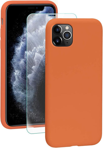 SmartDevil Funda para iPhone 11 Pro+Protector de Pantalla,[Totalmente Protector] Funda de Goma de Gel de Silicona líquida a Prueba.Funda de Microfibra Suave Cojín para iPhone 11 Pro-Amarillo