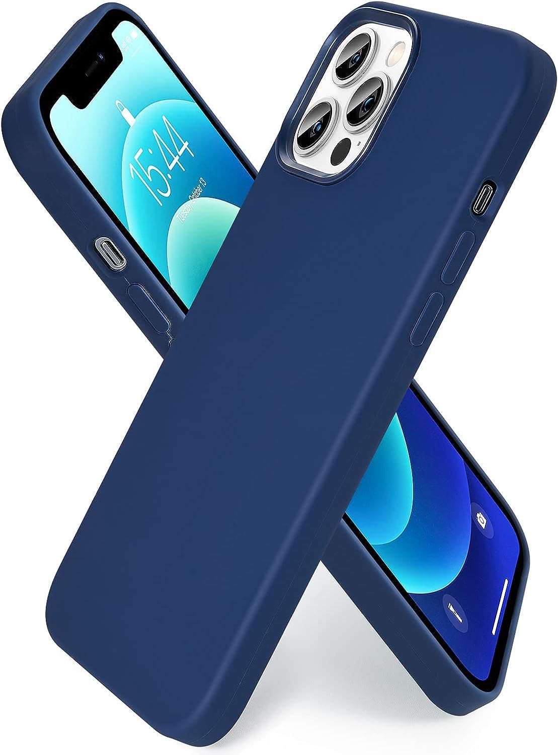 SMARTDEVIL Cover in Silicone Compatibile iPhone 12 PRO Max con Gratuito Pellicola Vetro, 6.7 Pollici, Custodia Protettiva Corpo Morbido setoso Antiurto con Fodera in Microfibra, Blu