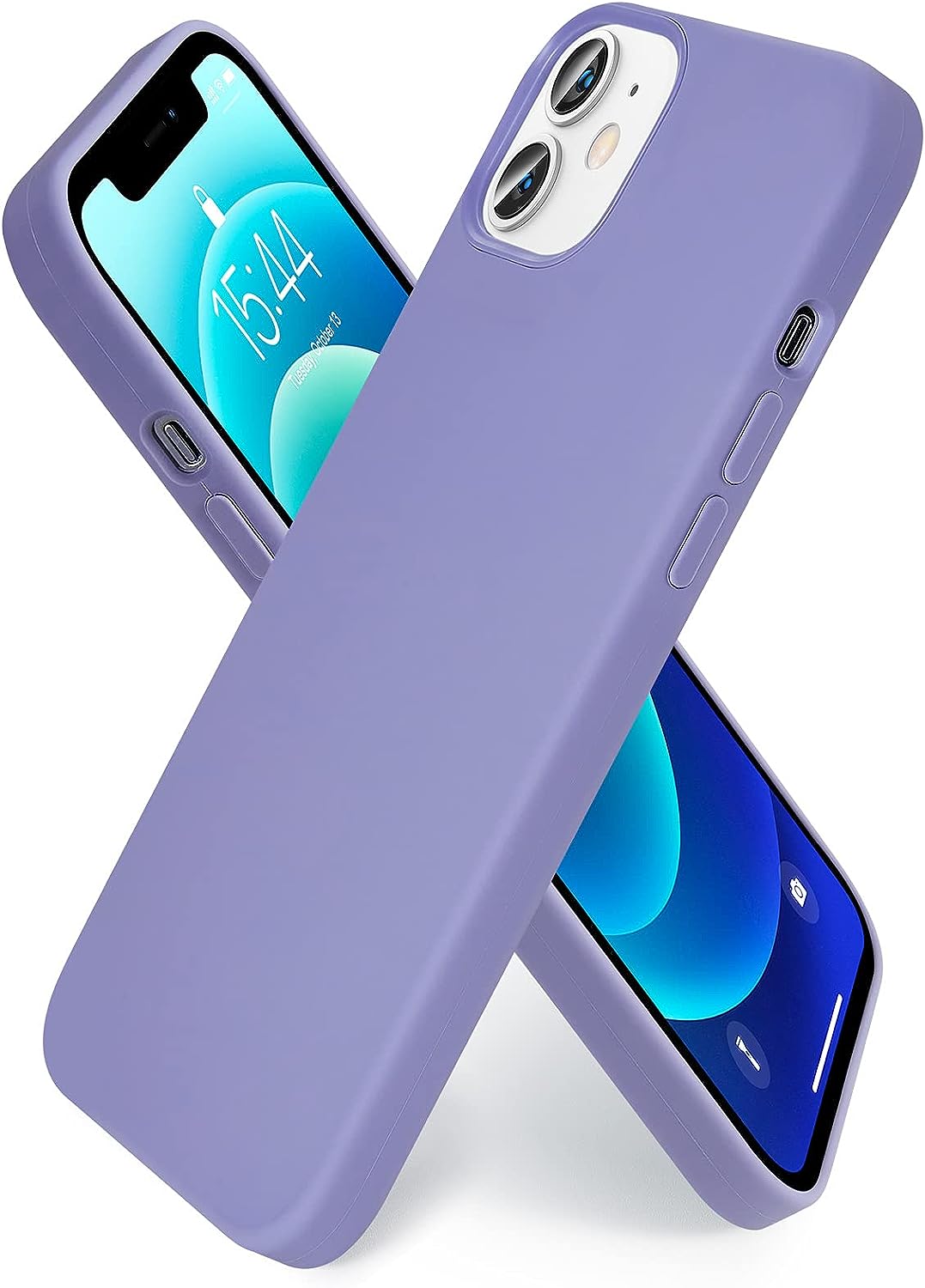 SmartDevil Funda de Silicona Compatible iPhone 12 Mini con Gratis Vidrio Templado Protector de Pantalla, 5.4", Sedoso Suave, Cubierta a Prueba de Golpes con Forro de Microfibra-Azul