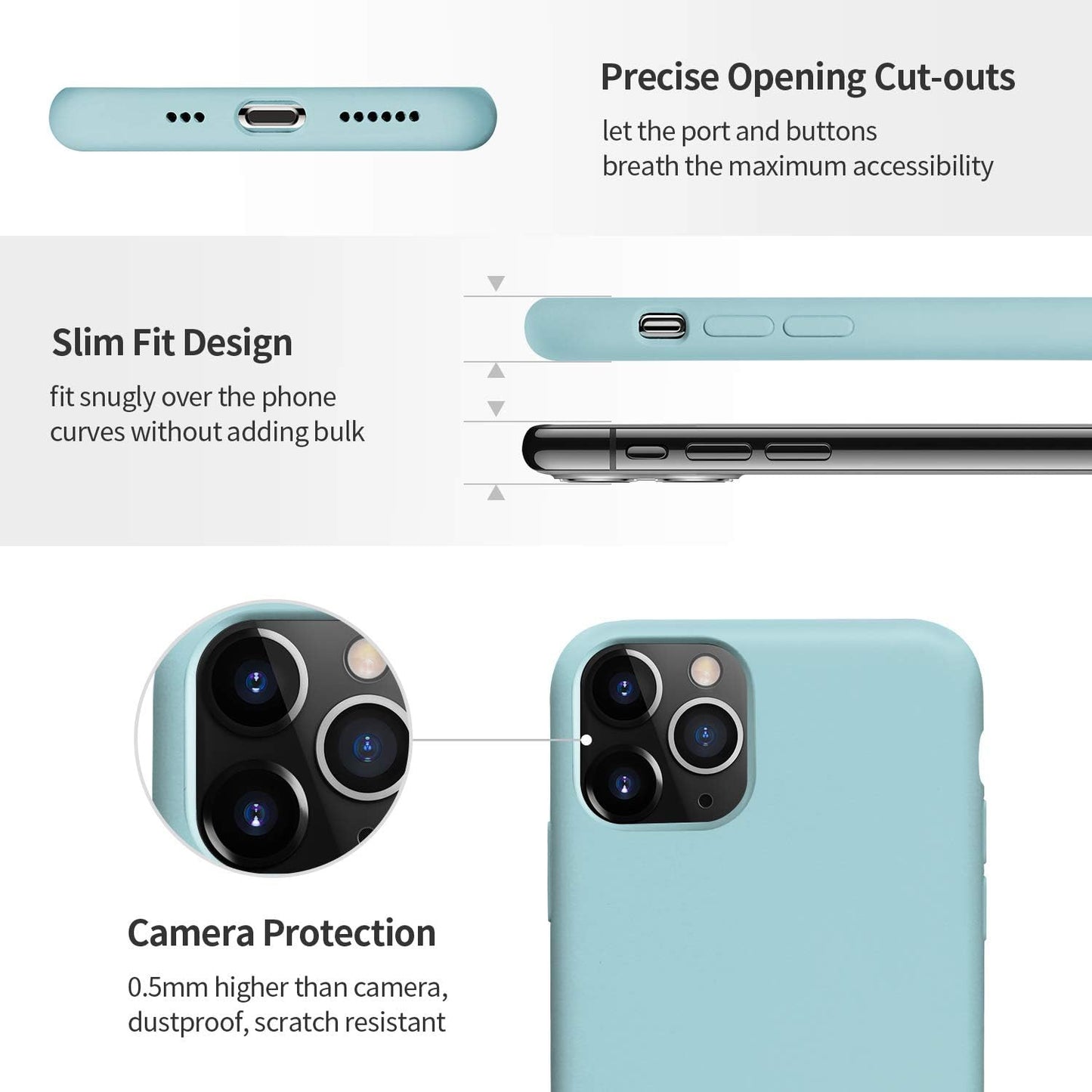 SMARTDEVIL iPhone 11 Pro Hülle Silikon [Freier Schutzfilm] Stoßfest Dünn Handyhülle Luxusausgabe Silikon iPhone 11 Pro Schutzhülle mit Soft Microfaser Tuch Futter Bumper Case Cover