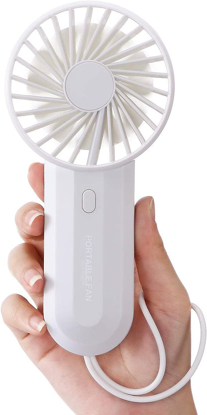 SmartDevil Mini ventilador de mano, ventilador de mano de doble hoja, pequeño ventilador portátil personal con batería recargable de 4000 mAh, viento potente, 3 velocidades ajustables, ventilador de cordón para exteriores y hogar (gris)