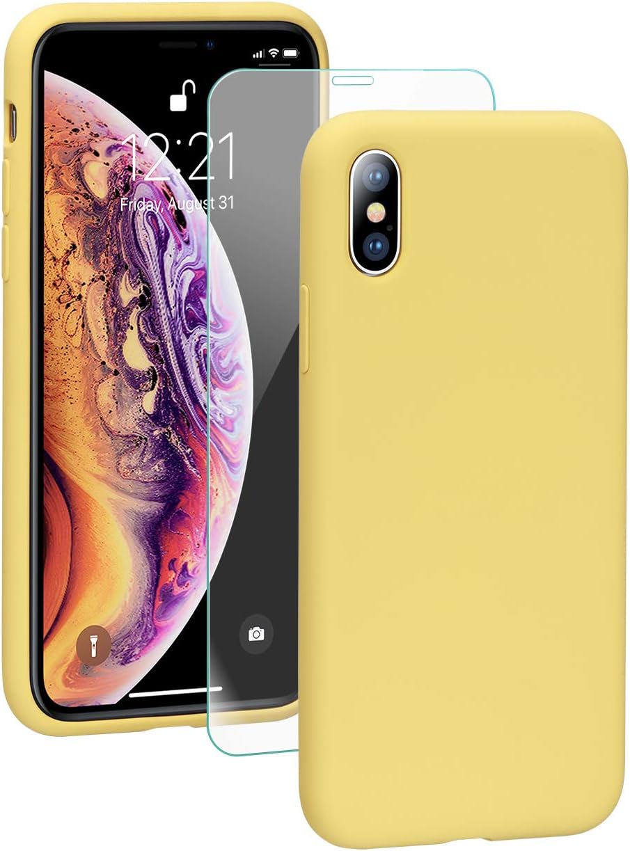 SMARTDEVIL Cover iPhone XS Max,[Libero Pellicola Vetro Temperato] Custodia Antiurto Gomma Gel Silicio Liquido con Fodera Tessile Microfibra Morbida Custodia iPhone XS Max Silicone Protettiva