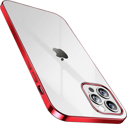 SMARTDEVIL Cover per iPhone 12 Pro Max Trasparente con Gratuito Pellicola Vetro Temperato, Custodia Silicone Morbido Protettivo TPU Gel Cover per iPhone 12 Pro Max 6.7 Pollici-Argento