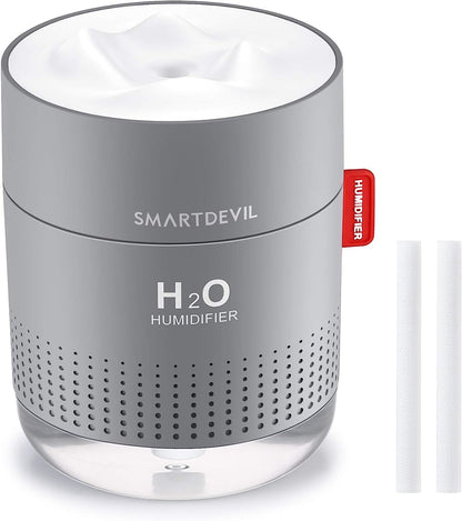 SmartDevil Humidificadores Pequeños, Humidificadores de Escritorio de 500 ml, Funcionamiento Silencioso, Función de Luz Nocturna, Dos Modos de Pulverización, Apagado Automático para Dormitorio, Habitación de Bebés, Oficina, Hogar (Azul)