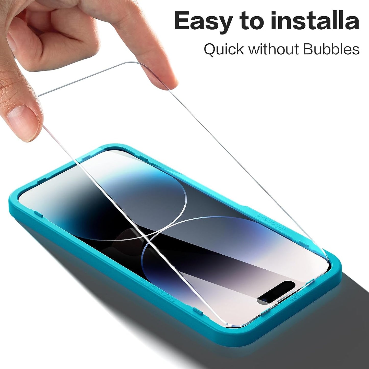 [Paquete de 3+3] Protector de pantalla SmartDevil para iPhone 14 Pro de 6,1 pulgadas, vidrio templado y protector de lente de cámara, con marco de fácil instalación, resistente a arañazos, sin burbujas, compatible con fundas
