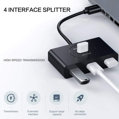 SMARTDEVIL USB Hub 3.0 4 Port 5Gbs Super Geschwindigkeit Verteiler mit 0.25m Kabel, kompatibel mit PS4 Xbox 360 / One/One S MacBook, unterstützt Windows Mac OS Linux - Schwarz