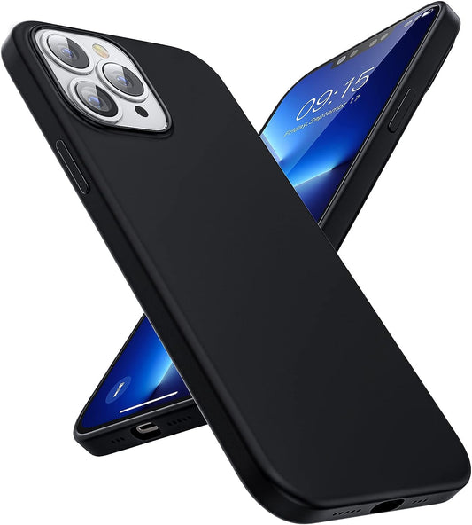 SMARTDEVIL Funda de silicona líquida para iPhone 13 Pro Max[Original Flüssige Silikon][Mit Schutzfolie] Schutz Slim Case Anti-Rutsch Schutzhülle Silikon Handyhülle para iPhone 13 Pro Max(6.7")-Negro