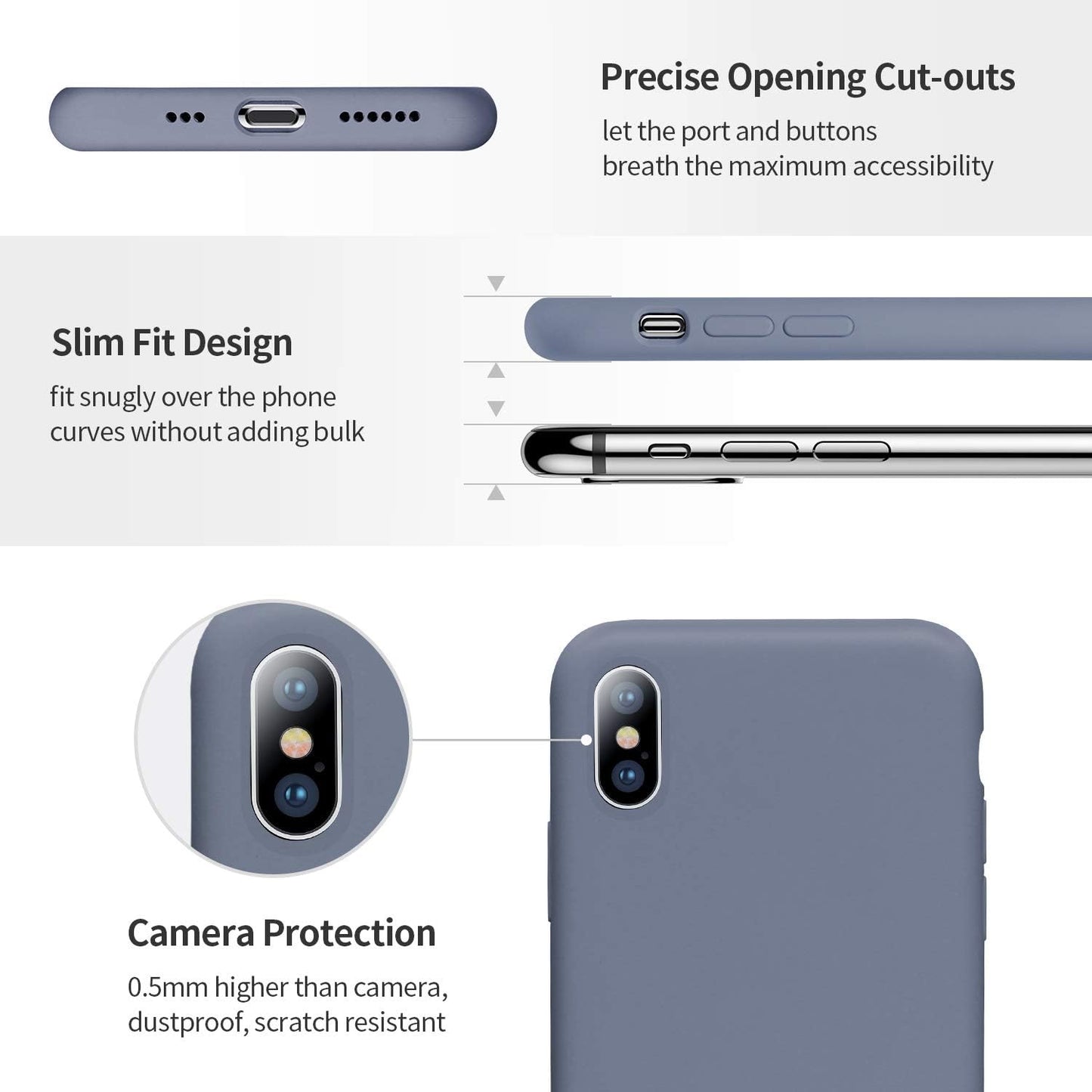 SMARTDEVIL iPhone X/XS Hülle Silikon [Freier Schutzfilm] Stoßfest Dünn Handyhülle Luxusausgabe Silikon iPhone X/XS Schutzhülle mit Soft Microfaser Tuch Futter Bumper Case Cover