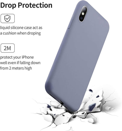 SMARTDEVIL Coque pour iPhone X/XS, Silicone Liquide Housse avec Ecran Verre Trempé Gratuit Case Anti-Choc Anti-Rayures Protection Complète Cover Étui de iPhone X/XS