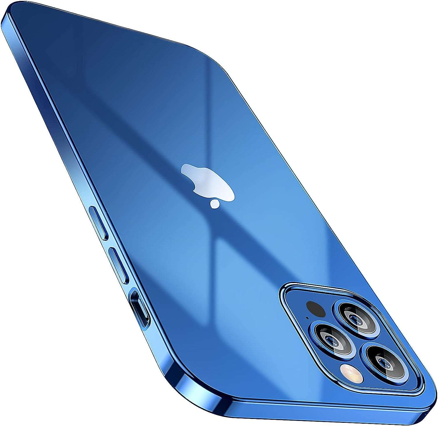 SmartDevil Compatible con iPhone 12/ iPhone 12 Pro Funda con Gratis Vidrio Templado Protector de Pantalla, Ultra Fina Silicona Transparente TPU Carcasa Anti-Choque Anti-arañazos Caso, Azul Claro