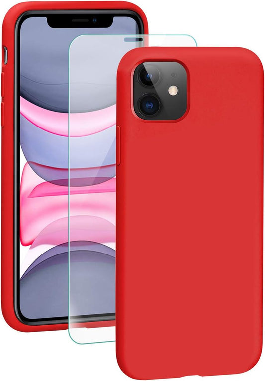 SMARTDEVIL iPhone 11 Hülle Silikon [Freier Schutzfilm] Stoßfest Dünn Handyhülle Luxusausgabe Silikon iPhone 11 Schutzhülle mit Soft Microfaser Tuch Futter Bumper Case Cover