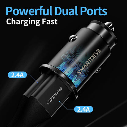 SMARTDEVIL Auto ladegerät, Kfz Ladegerät 12V 2 Port QC 3.0 Zigarettenanzünder USB Ladegerät für iPhone 14 13 12 11, Samsung, Huawei, HTC LG iPad Powerbank usw. Schwarz