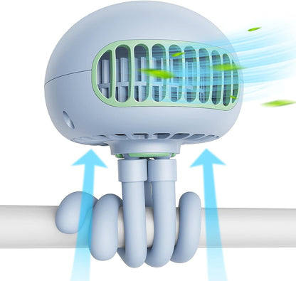 SmartDevil Kinderwagen-Ventilator, 3-Gang-tragbarer, ansteckbarer Kinderwagen-Ventilator mit flexiblem Stativ, 60 ° drehbarer persönlicher, batteriebetriebener Jellyfish-Handventilator, für Kinderwagen, Autositz, Laufband, Camping (schwarz)