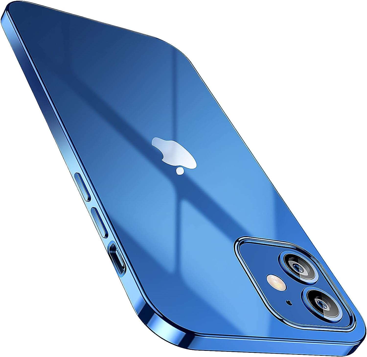 SmartDevil Compatible con iPhone 12 Mini Funda con Gratis Vidrio Templado Protector de Pantalla, Ultra Fina Silicona Transparente TPU Carcasa Anti-Choque Anti-arañazos Caso, Azul Claro