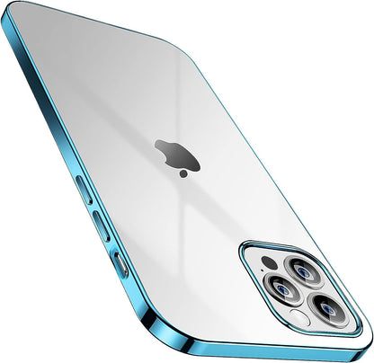 SmartDevil Compatible con iPhone 12/ iPhone 12 Pro Funda con Gratis Vidrio Templado Protector de Pantalla, Ultra Fina Silicona Transparente TPU Carcasa Anti-Choque Anti-arañazos Caso, Azul Claro