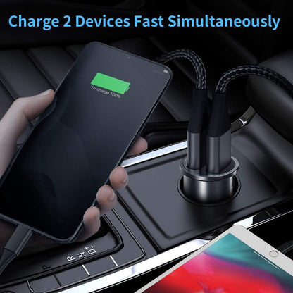 SMARTDEVIL Auto ladegerät, Kfz Ladegerät 12V 2 Port QC 3.0 Zigarettenanzünder USB Ladegerät für iPhone 14 13 12 11, Samsung, Huawei, HTC LG iPad Powerbank usw. Schwarz