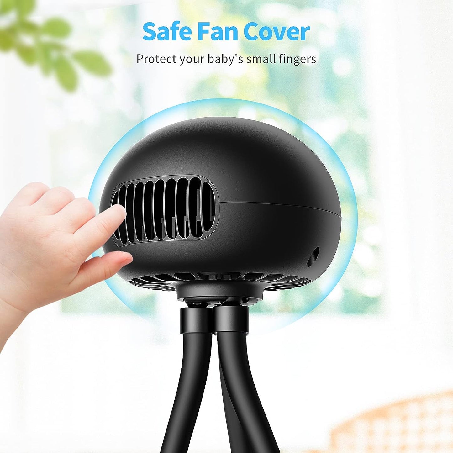 SmartDevil Stroller Fan, 3 Speed Portable Clip on Stroller Fan with Flexible Tripod, 60¡ã Rotatable Personal Jellyfish Battery Operated Handheld Fan, for Stroller, Car Seat, Treadmill, Camping (Black)