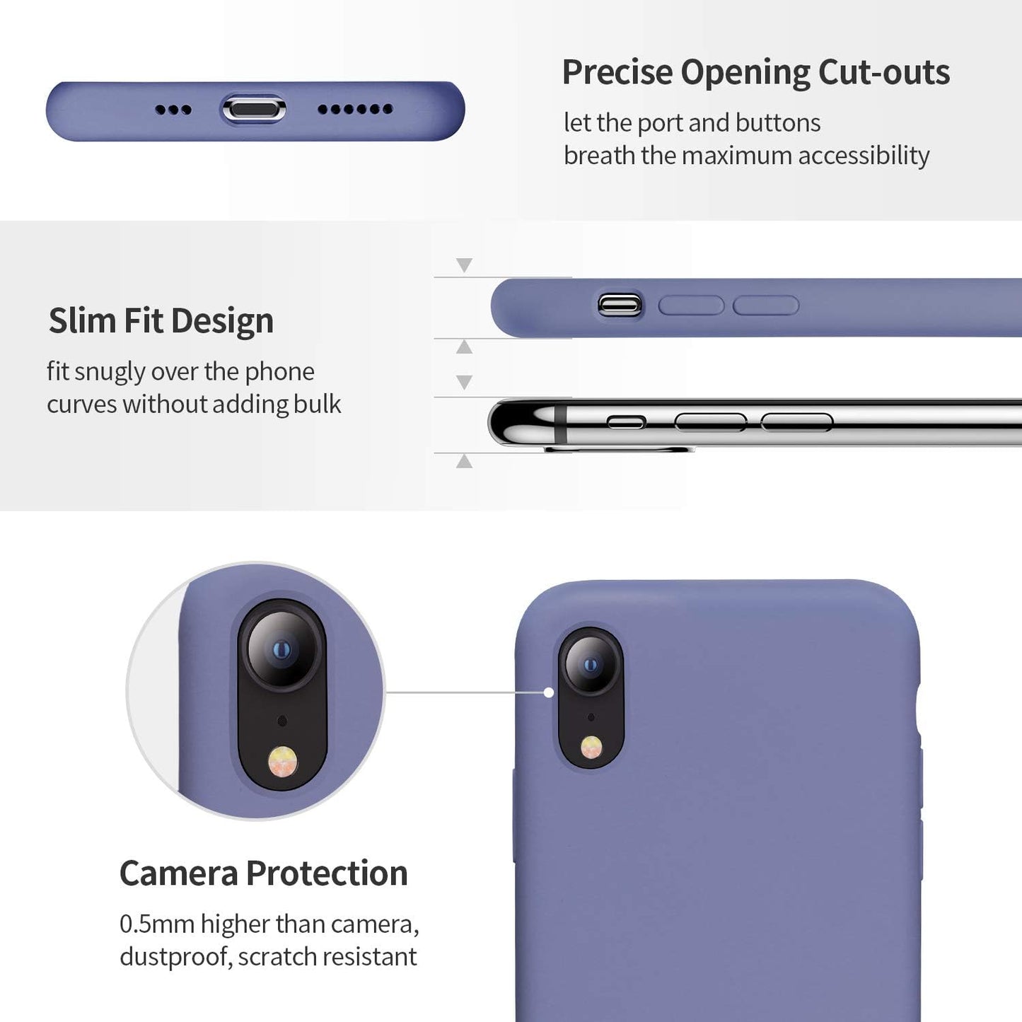 SMARTDEVIL iPhone XR Hülle Silikon [Freier Schutzfilm] Stoßfest Dünn Handyhülle Luxusausgabe Silikon iPhone XR Schutzhülle mit Soft Microfaser Tuch Futter Bumper Case Cover