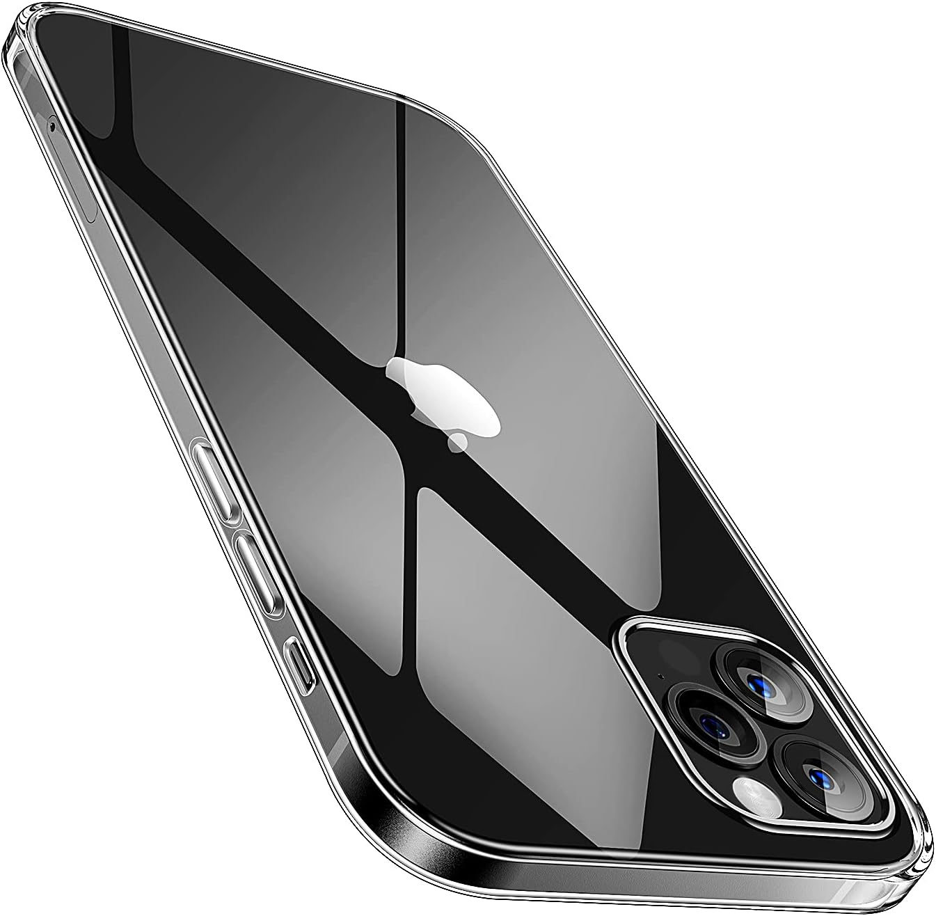 SMARTDEVIL Coque iPhone 12/ iPhone 12 Pro, Transparente, AIR Cushion, Bumper Renforcé en TPU, Dos en PC, Protection Coin, Compatible avec iPhone 12/ iPhone 12 Pro - Bleu Clair