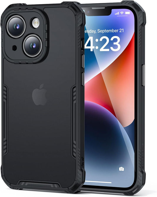 SmartDevil New Full Cover für iPhone 14 Hülle, Kameraschutz, stoßfester Schutz in Militärqualität, kratzfeste Rückseite (Schwarz)