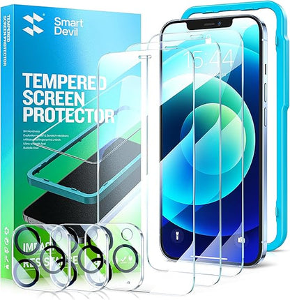 Smartdevil Tempered Glass Screen Protector with Camera Lens Protector for iphone (3 Pack)