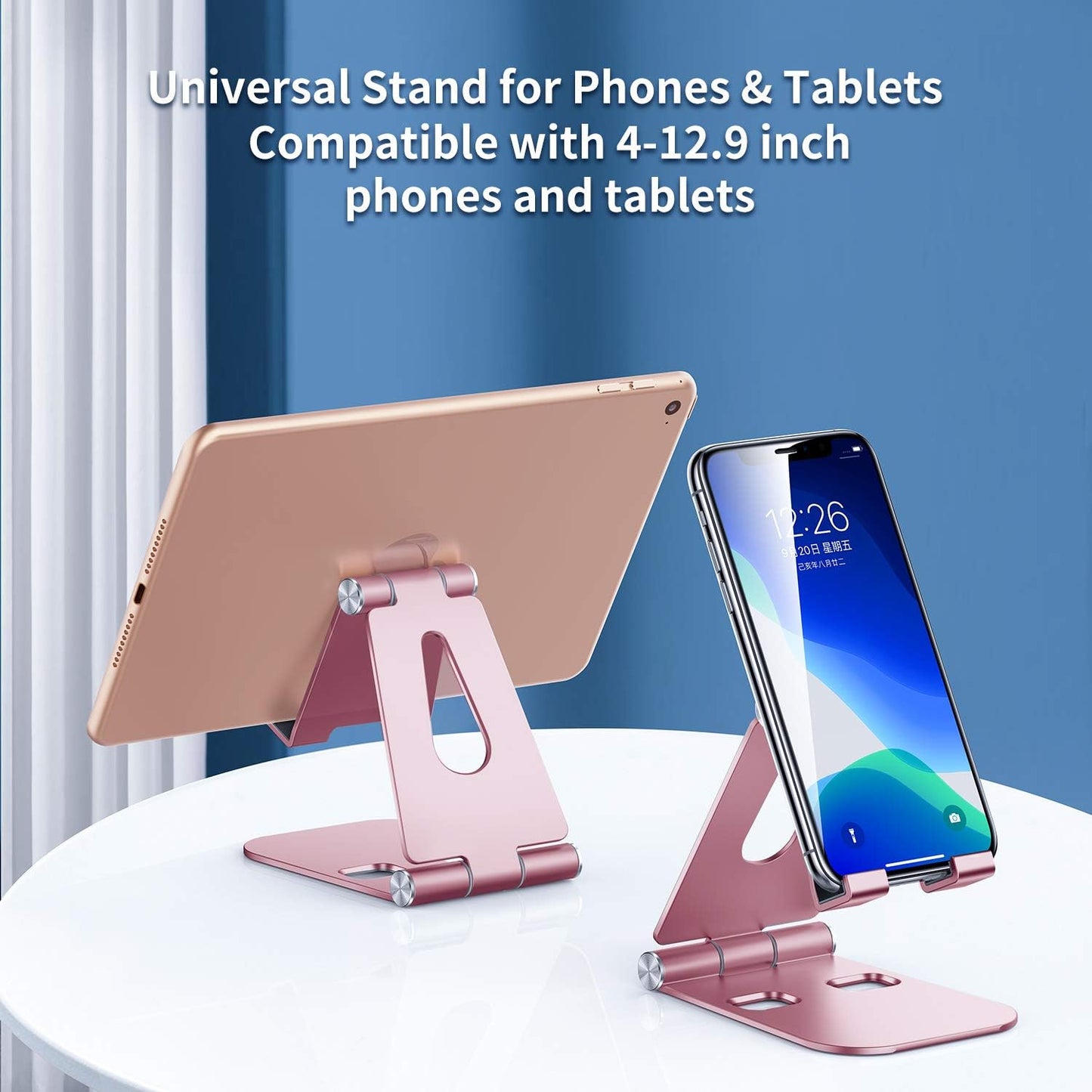 SMARTDEVIL Soporte para tableta, soporte para tableta, soporte para tableta, soporte estabilizador para tableta para iPad Air/Pro/Mini, para juegos, hogar, con iphone12 pro/max, Samsung, Huawei de 4 a 12,9 pulgadas, color rosa