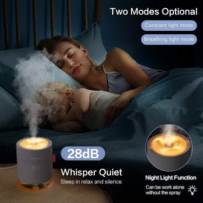 SmartDevil Humidificadores Pequeños, Humidificadores de Escritorio de 500 ml, Funcionamiento Silencioso, Función de Luz Nocturna, Dos Modos de Pulverización, Apagado Automático para Dormitorio, Habitación de Bebés, Oficina, Hogar (Gris)