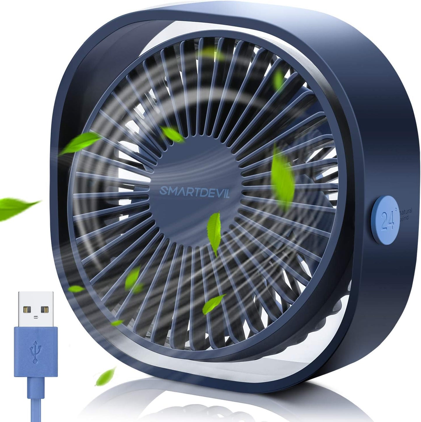 SmartDevil USB-Ventilator, Mini-USB-Ventilator, leiser Ventilator, tragbarer USB-Ventilator, für Scrivania, Auto, Homeoffice, Reisen. USB-Nahrungsmittel (Bianca)