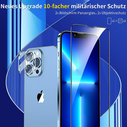 SMARTDEVIL Verre Trempé für iPhone 13 Pro Max 6,7 Zoll, 2 Stück Schutzfolie, Glasschutz, vollständiger Schutz