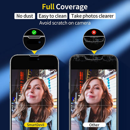 SmartDevil Protector de pantalla de cobertura total para iPhone 14 Pro [borde negro mejorado] [protección de grado militar 10x] vidrio templado con marco de fácil instalación, alta definición, dureza 9H, a prueba de golpes, antiarañazos, paquete de 2