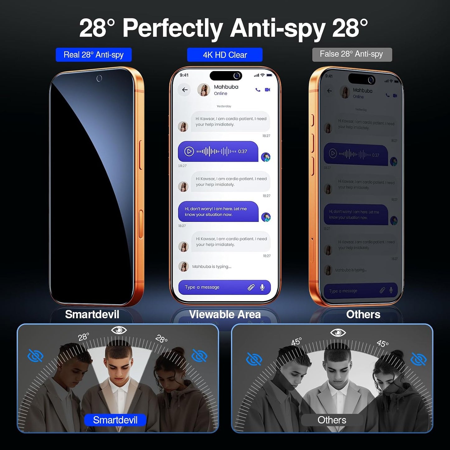 Privacy Screen Protector | iPhone 11-17 Series | OnePress Install (2 Pack)