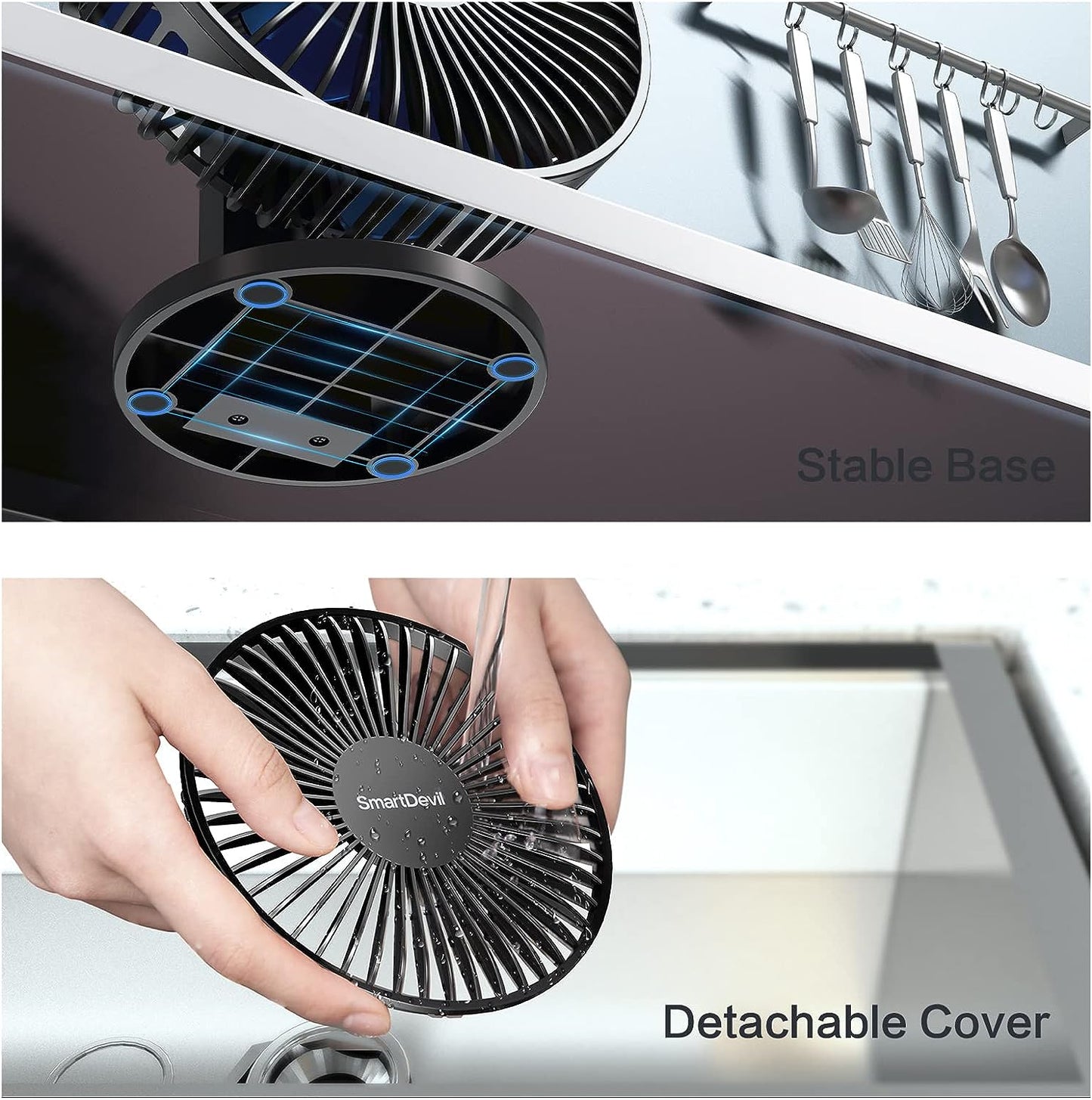 SMARTDEVIL Mini ventilador USB à 4 vitesses - Pequeño ventilador de escritorio silencioso - Ventilador de escritorio USB - Fácil de transportar - Para el escritorio, la casa y el exterior - Azul