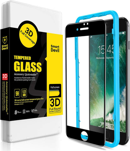 SMARTDEVIL Verre Trempé iPhone SE 2020/8/7 [Couvir l'écran Complèt][Kit Installation Offert] iPhone SE 2020/8/7 Film Protection écran,[Anti Rayures] -[ sans Bulles d'air] -[Ultra Résistant]