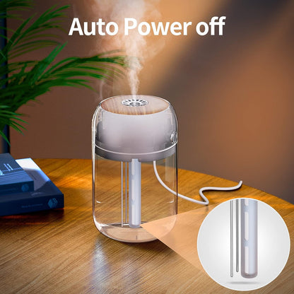 SmartDevil Small Air Humidifier, 500ml Portable Desk Humidifier, USB Personal Humidifier for Bedroom, Office, Plant, Travel with Night Light, Auto Shut-Off, 2 Mist Modes, Super Quiet, White Wood Grain