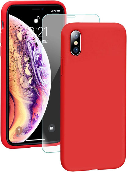 SMARTDEVIL Cover iPhone XS Max,[Libero Pellicola Vetro Temperato] Custodia Antiurto Gomma Gel Silicio Liquido con Fodera Tessile Microfibra Morbida Custodia iPhone XS Max Silicone Protettiva