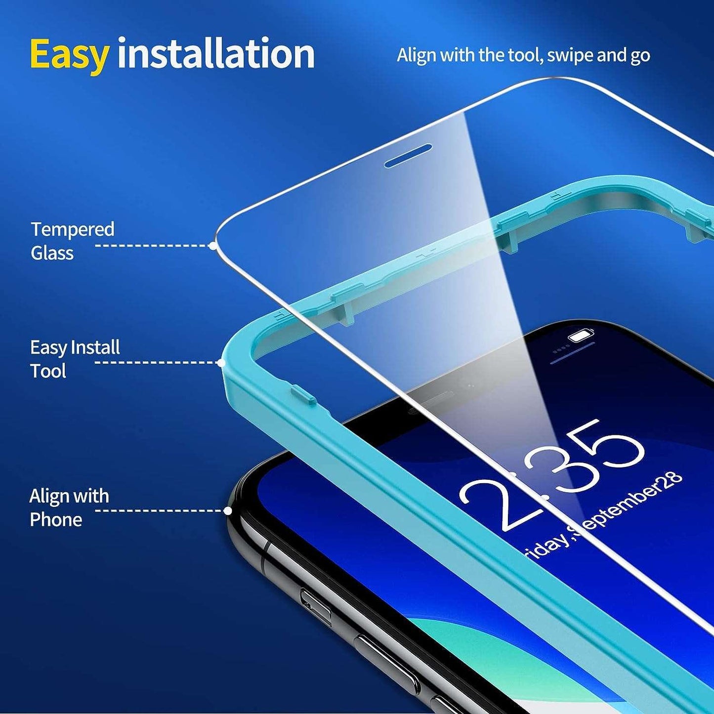 SmartDevil 3 Pack Screen Protector for iPhone 11/iPhone XR, 9H Tempered Glass, Anti-Scratch, Easy Installation Tray, Anti-Oil, Anti-Bubble, Case-Friendly, Transparent Screen Protector Tempered Glass Film for iPhone 11/iPhone XR[6.1 Inch]