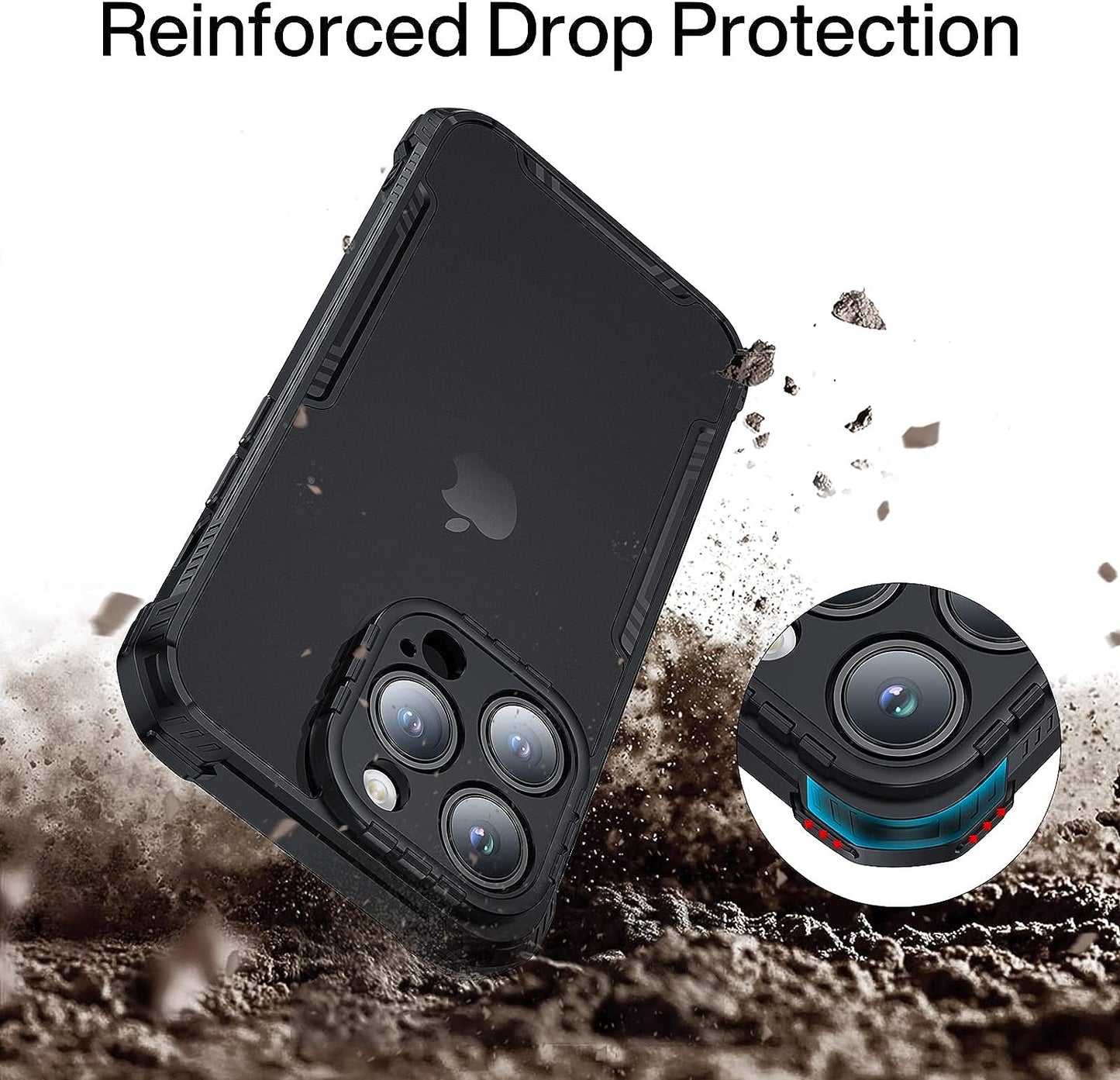 SmartDevil Nueva funda completa para iPhone 14 Pro, protección de cámara, protección de grado militar a prueba de golpes, parte trasera resistente a arañazos (negro)