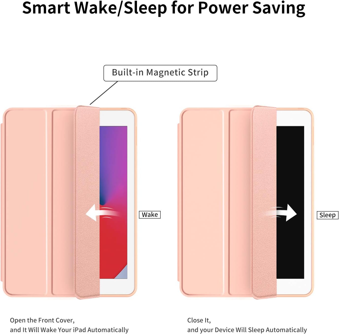 SMARTDEVIL Hülle für iPad 10.2 2020 2019 + HD Displayschutzfolie, schlanke, stoßfeste Standhülle für iPad 8. Generation/Hülle für iPad 7. Generation mit automatischem Wake/Sleep, Smart Cover für iPad 7/8 Pink