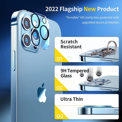 SmartDevil Paquete de 3 protectores de pantalla para iPhone 13 Pro Max [6,7 pulgadas], vidrio templado actualizado 2023 y protector de lente de cámara [protección 9H] compatible con fundas [paquete de 6]
