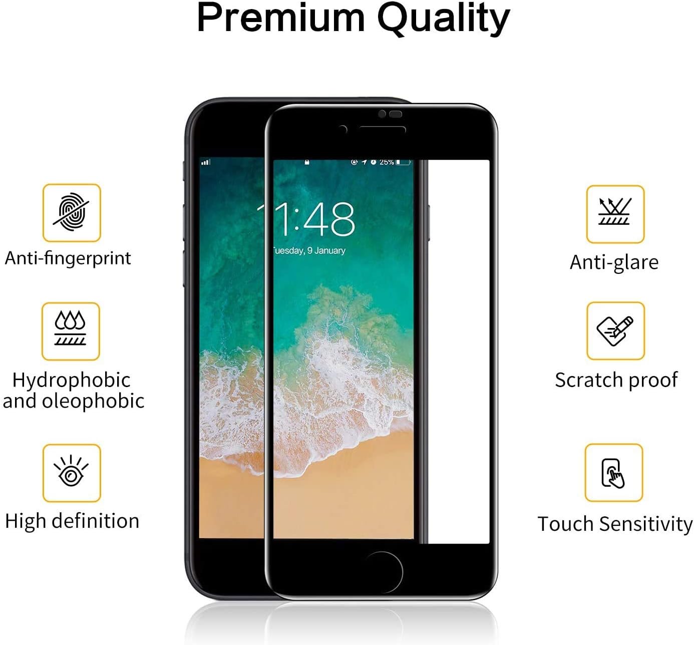 SMARTDEVIL Verre Trempé iPhone SE 2020/8/7 [Couvir l'écran Complèt][Kit Installation Offert] iPhone SE 2020/8/7 Film Protection écran,[Anti Rayures] -[ sans Bulles d'air] -[Ultra Résistant]
