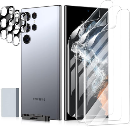 SMARTDEVIL [3+3 Stück] Galaxy S22 Ultra Schutzfolie (Nicht-Glas) HD Displayschutzfolie [Fingerabdruck Sensor Kompatibel] [Blasenfrei] für Samsung Galaxy S22 Ultra