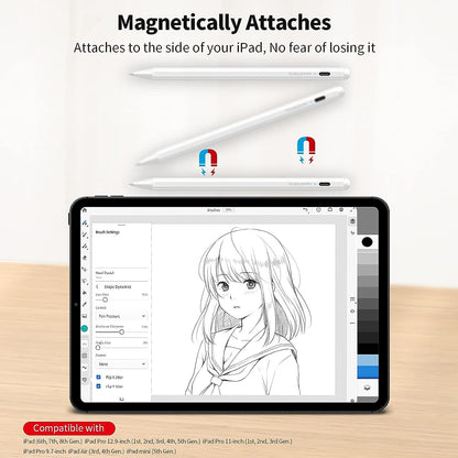 SmartDevil Stylet Tactile, Rejet de la Paume pour iPad Pro 2018-2020(11"/12,9"), iPad 6e-8e Gen(9,7"/10,2"),iPad Air 3e-4e Gen, iPad Mini 5, Pointe de 1,5 mm, Fixation Magnétique, Arrêt Automatique