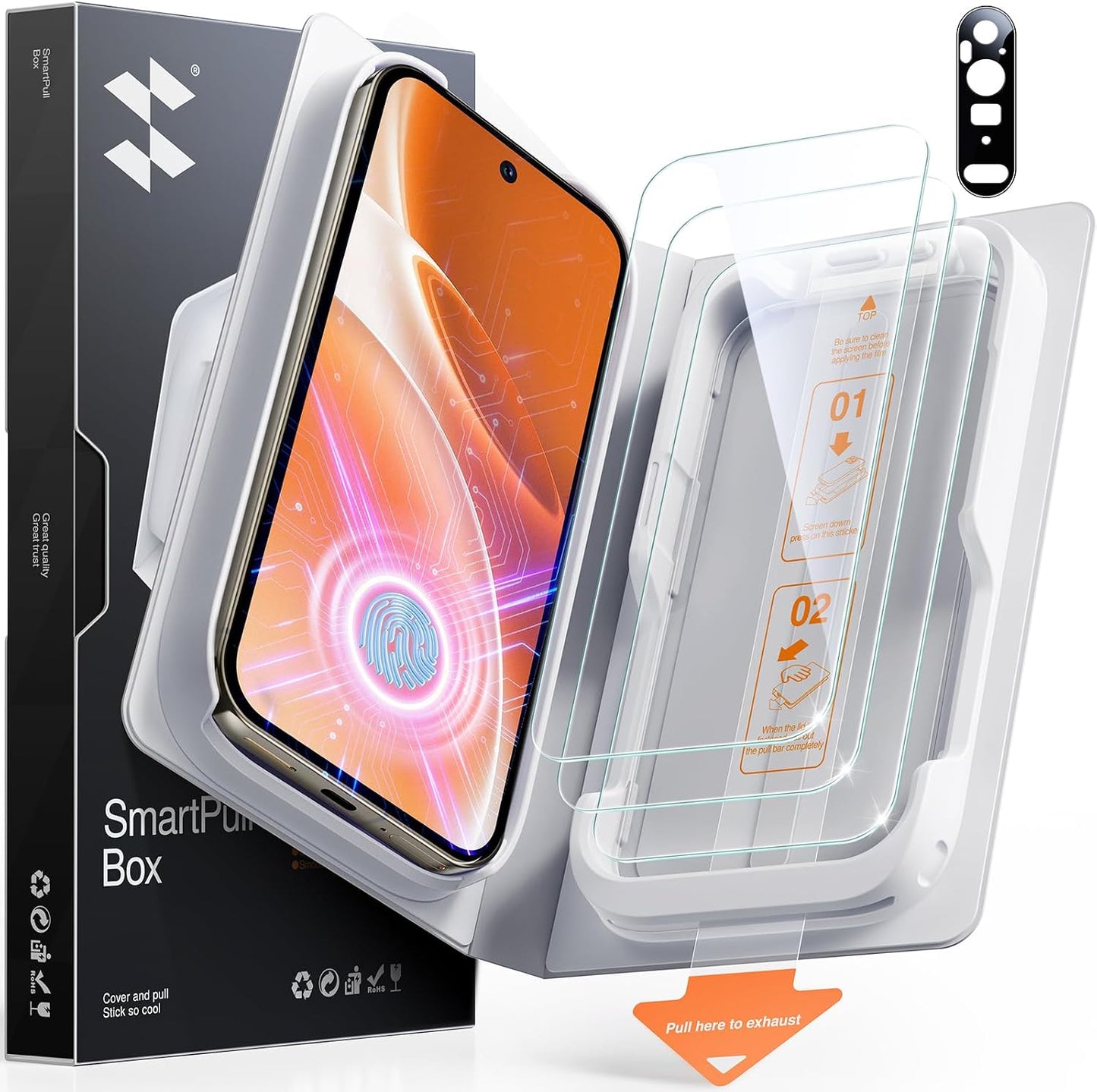 Ultra-Clear Screen Protector | Google Pixel 9-10 Series | Camera Lens Protector + SmartPull Box Install (3 Pack)