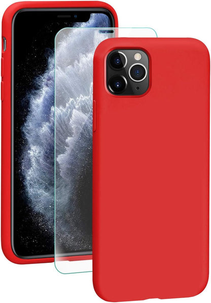 SmartDevil Funda para iPhone 11 Pro+Protector de Pantalla,[Totalmente Protector] Funda de Goma de Gel de Silicona líquida a Prueba.Funda de Microfibra Suave Cojín para iPhone 11 Pro-Amarillo