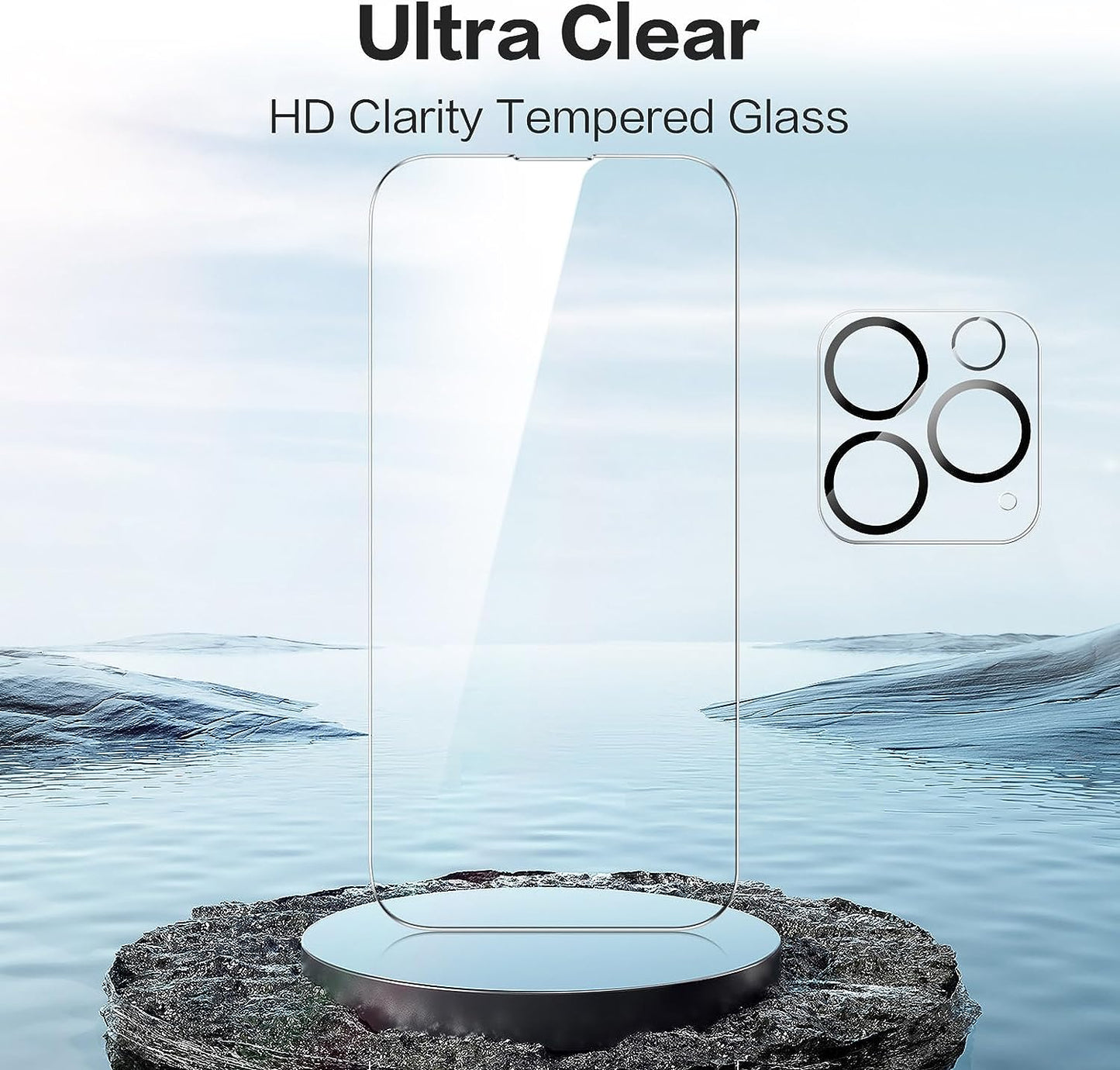 [Paquete de 3+3] Protector de pantalla SmartDevil para iPhone 14 Pro de 6,1 pulgadas, vidrio templado y protector de lente de cámara, con marco de fácil instalación, resistente a arañazos, sin burbujas, compatible con fundas