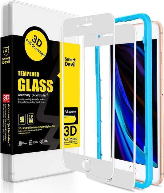 SMARTDEVIL Schutzglas für iPhone SE 2020/2022 iPhone SE 3/2 4,7 Zoll, 2 Stück Schutzfolie, HD Displayschutzfolie, Panzerfolie Keine Blasen, Weiß