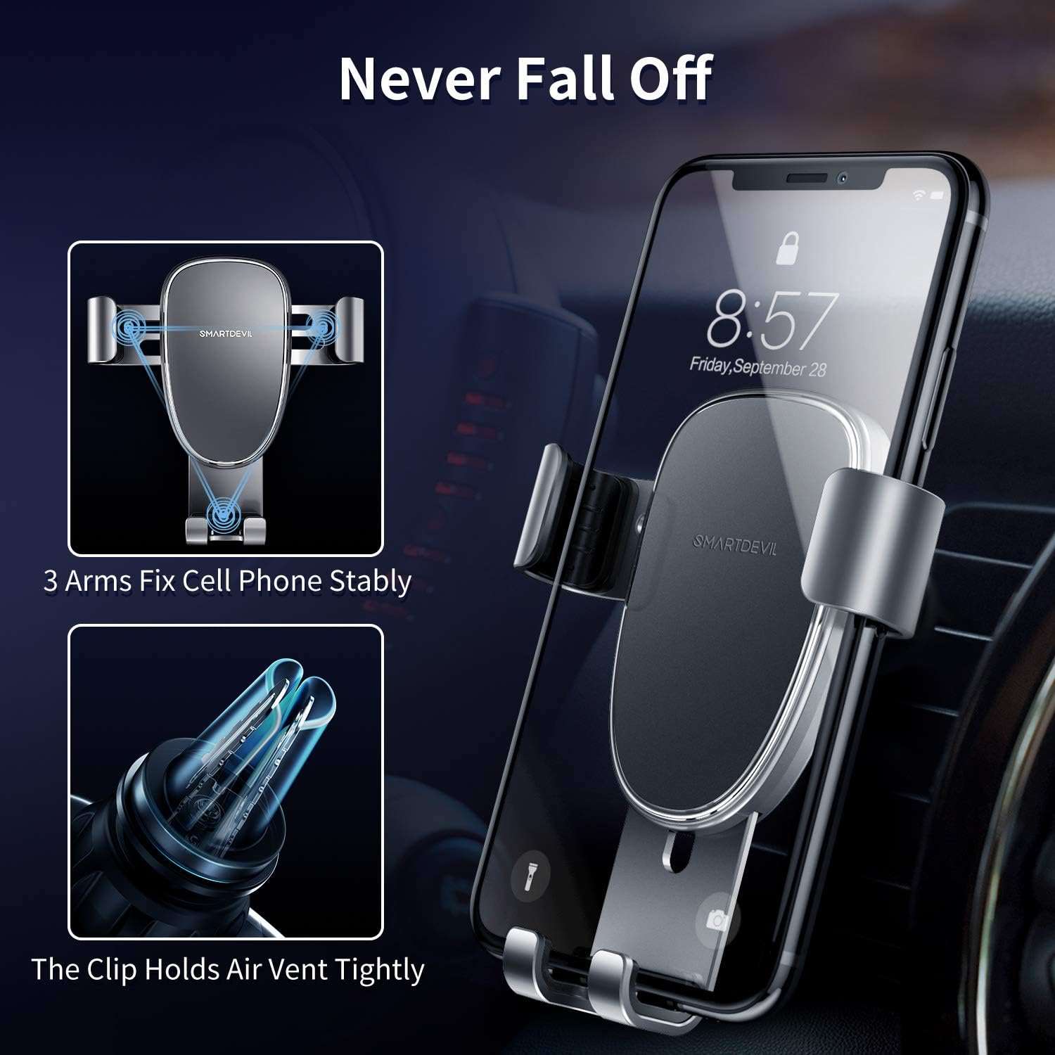 SmartDevil Car Phone Holder, Universal Dashboard Magnetic Phone Mount for Car (Gray)
