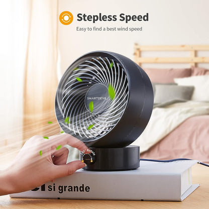 SmartDevil New USB Desk Fan, Small Personal Desktop Table Fan with Strong Wind, Operation Portable Mini Fan for Home Office Bedroom Table and Desktop (Black)