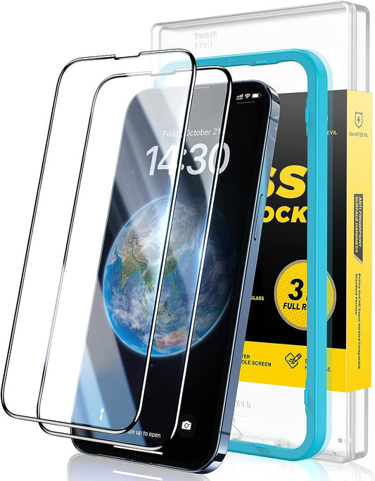 SMARTDEVIL Protector de pantalla de cobertura total para iPhone 13 Pro Max/iPhone 14 Plus de 6,7 pulgadas, [protección 10X en calidad militar] Vidrio templado irrompible resistente a los arañazos, fácil instalación, paquete de 2