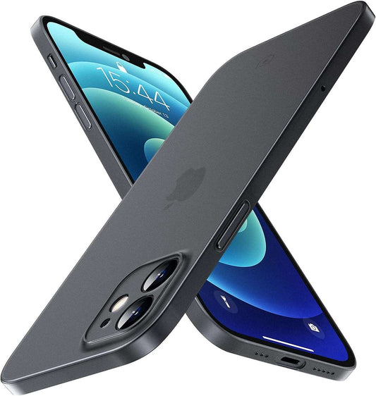 SmartDevil Coque de protection ultra fine pour iPhone 12 avec verre blindé fin mat pour iPhone 12 (6,1 pouces) – Noir mat HD